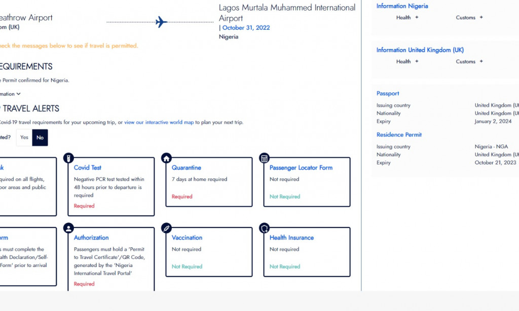 Nigeria Government is Exploiting the Unvaccinated Passengers, Charges  them $120   to fly to Nigeria